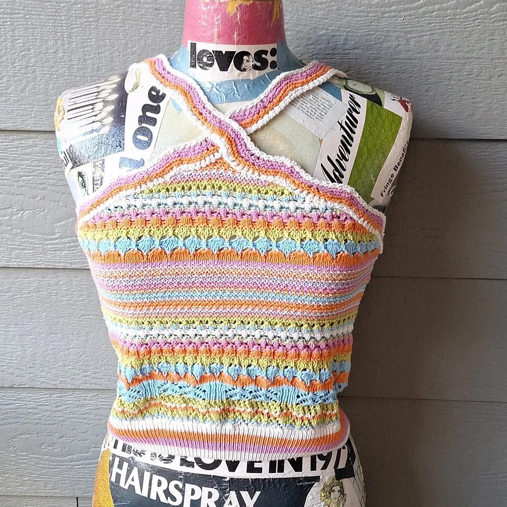 Zara crochet knit cropped tank top size Medium - Picture 3 of 10